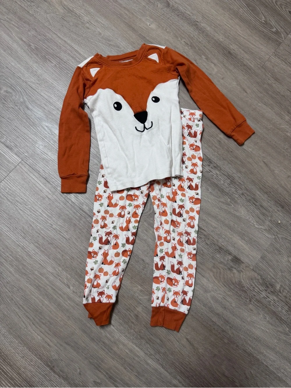 Gymboree Rust and Cream Fox Thermal Pajama Set